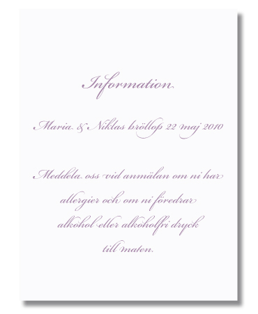 Informationskort, enkelt, vitt 146 x109 i gruppen Inbjudningskort hos Ask�s Testmilj� 1 (set0402inE)
