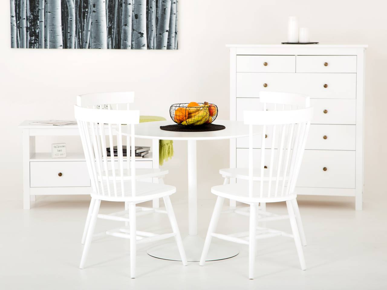AURORA Bord 90 Vit + 4 SALTVIK Stol Vit